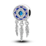 Fashion 925 Silver Color Feather Colorful Dreamcatcher Charms Bead Fit Pandora 925 Original Bracelets Exquisite DIY Jewelry Gift