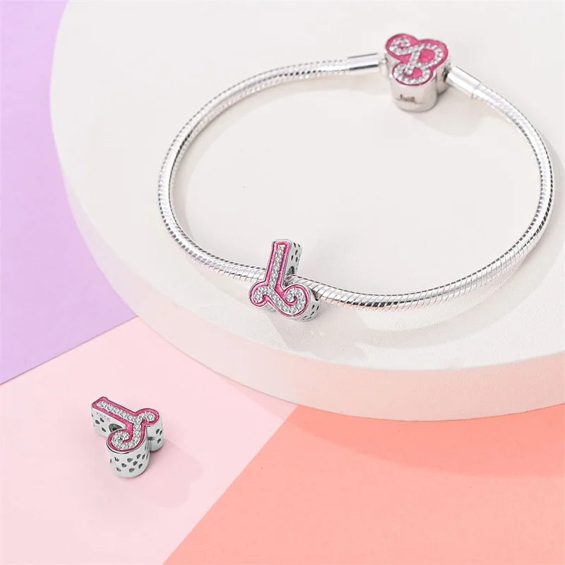 Pink Diamante Sweet 26 Letter Charm Personalized Beads