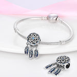 Fashion 925 Silver Color Feather Colorful Dreamcatcher Charms Bead Fit Pandora 925 Original Bracelets Exquisite DIY Jewelry Gift