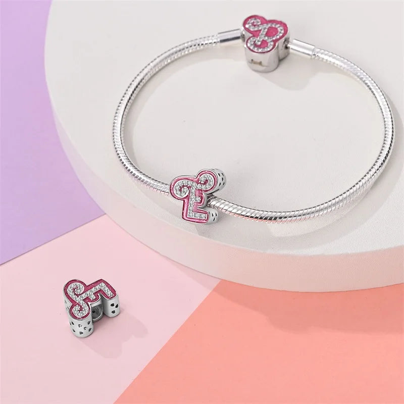 Pink Diamante Sweet 26 Letter Charm Personalized Beads