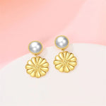 925 Silver Color Zircon Stars & Pearls Sea Shell Golden Earrings for Women