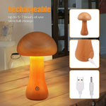 Cute Wooden Mushroom Table Bedside Lamp Touch Lamp| Night Light USB Rechargeable - D'Sare 