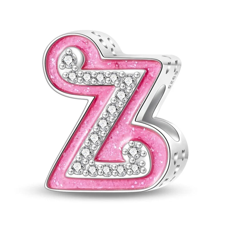 Pink Diamante Sweet 26 Letter Charm Personalized Beads