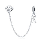 New 925 Silver Color Evil Eye Stars Moon Butterfly Cat Safety Chains Charms Beads Fit Pandora 925 Original Bracelets DIY Jewelry