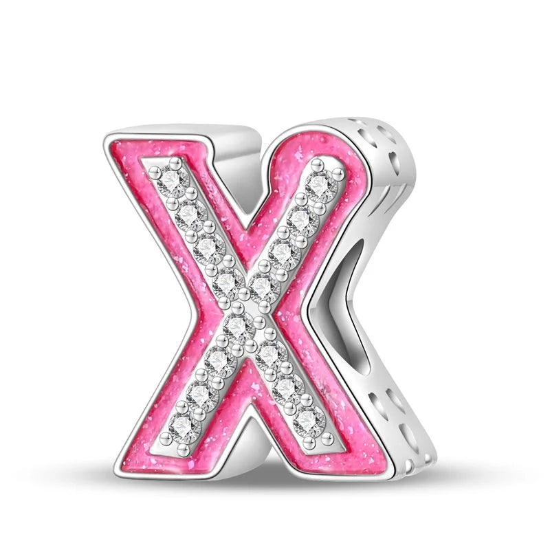 Pink Diamante Sweet 26 Letter Charm Personalized Beads