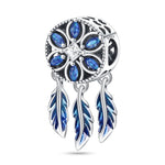 Fashion 925 Silver Color Feather Colorful Dreamcatcher Charms Bead Fit Pandora 925 Original Bracelets Exquisite DIY Jewelry Gift