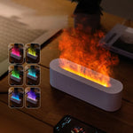 Zen Space Diffuser with Multicolor Flame Illusion RGB Flame Ultrasonic Aroma Diffuser - 7-Color LED, USB Powered, Air Purifier for Home & Office