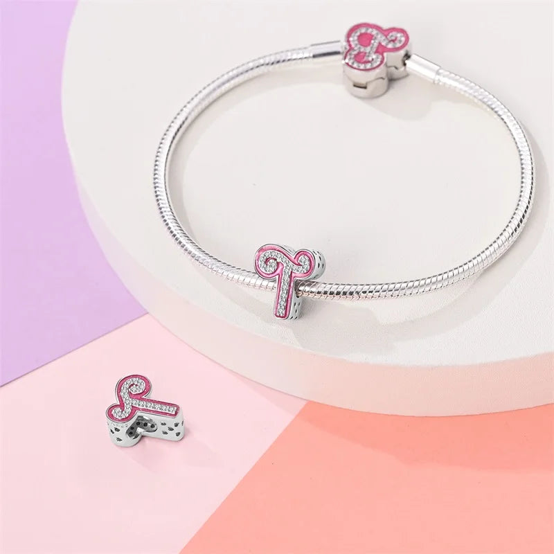 Pink Diamante Sweet 26 Letter Charm Personalized Beads