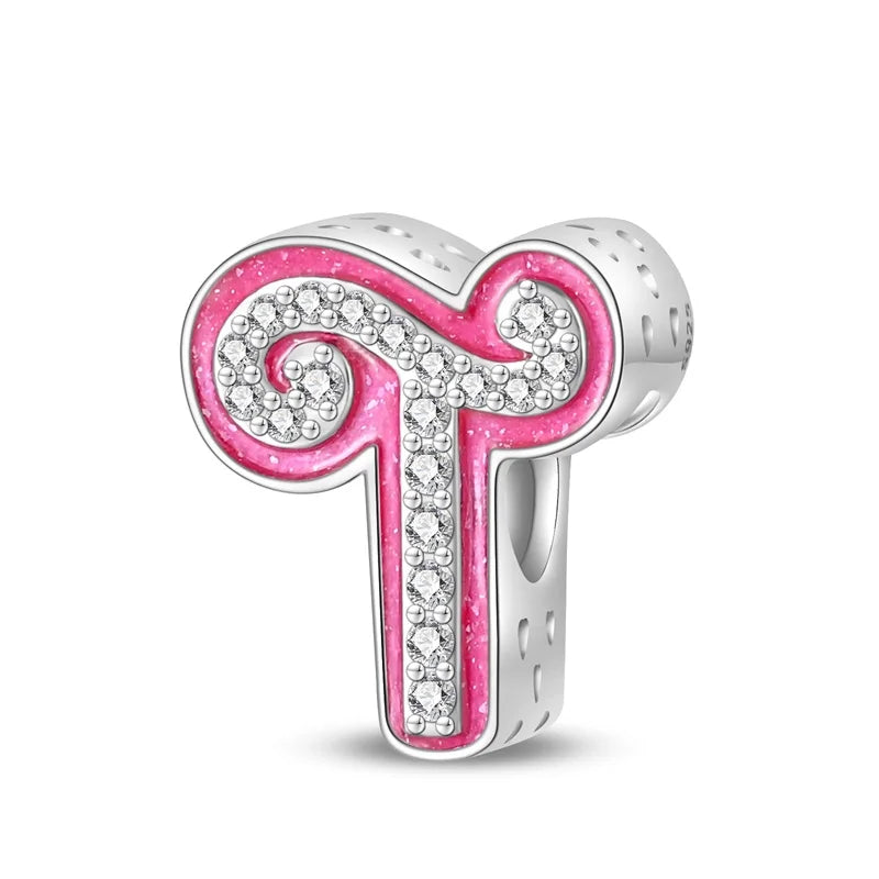 Pink Diamante Sweet 26 Letter Charm Personalized Beads