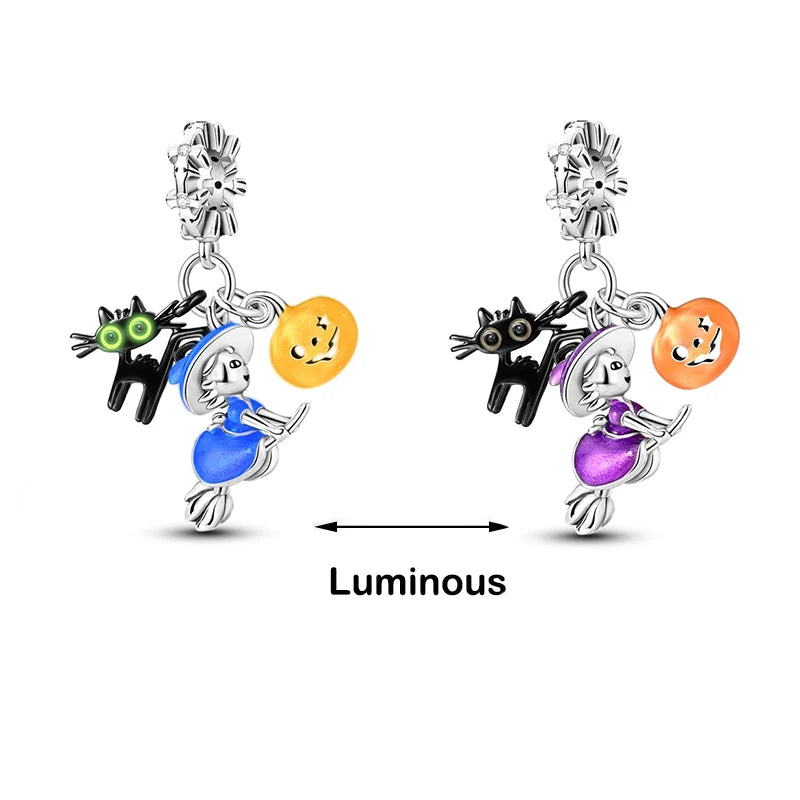 925 Silver Color Fantasy Flying Chameleon Dragon Butterfly Purple Charms Pendants Fit Pandora 925 Original Bracelets DIY Jewelry