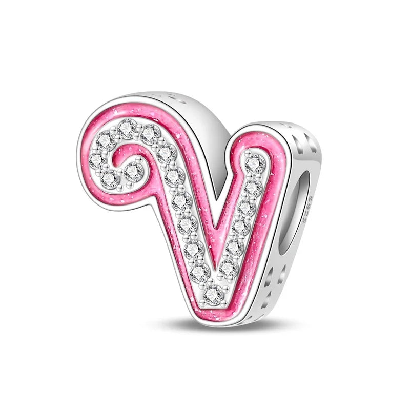 Pink Diamante Sweet 26 Letter Charm Personalized Beads