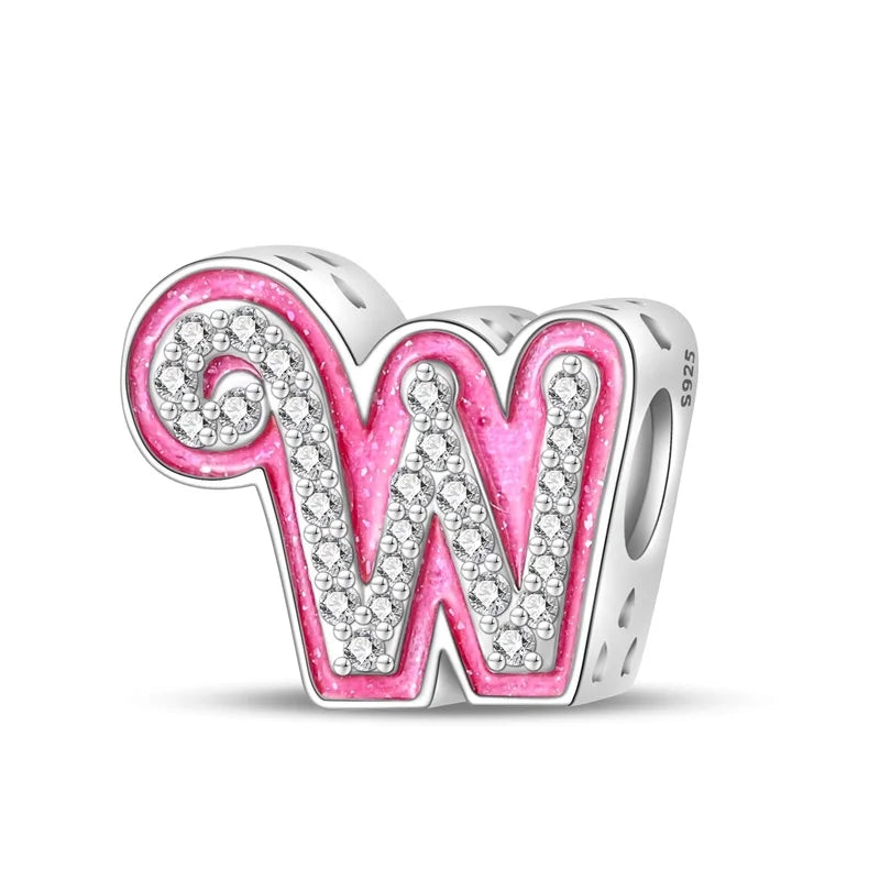 Pink Diamante Sweet 26 Letter Charm Personalized Beads