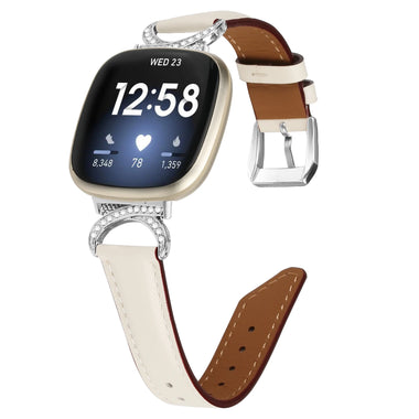 Fitbit Versa & Sense Leather-Metal Watchband Strap - D'Sare