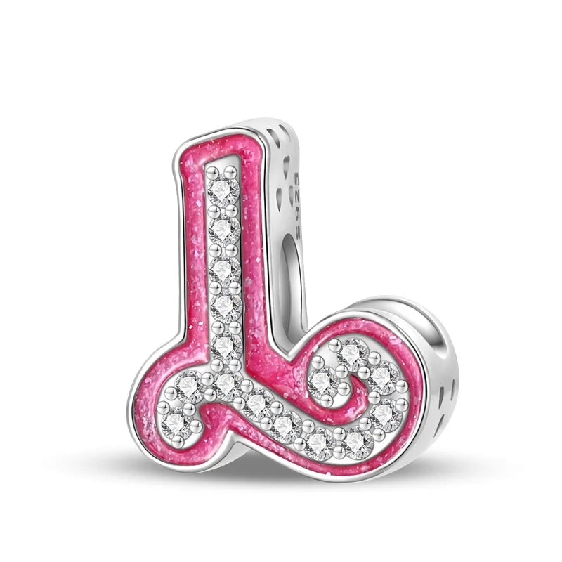 Pink Diamante Sweet 26 Letter Charm Personalized Beads