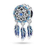 Fashion 925 Silver Color Feather Colorful Dreamcatcher Charms Bead Fit Pandora 925 Original Bracelets Exquisite DIY Jewelry Gift