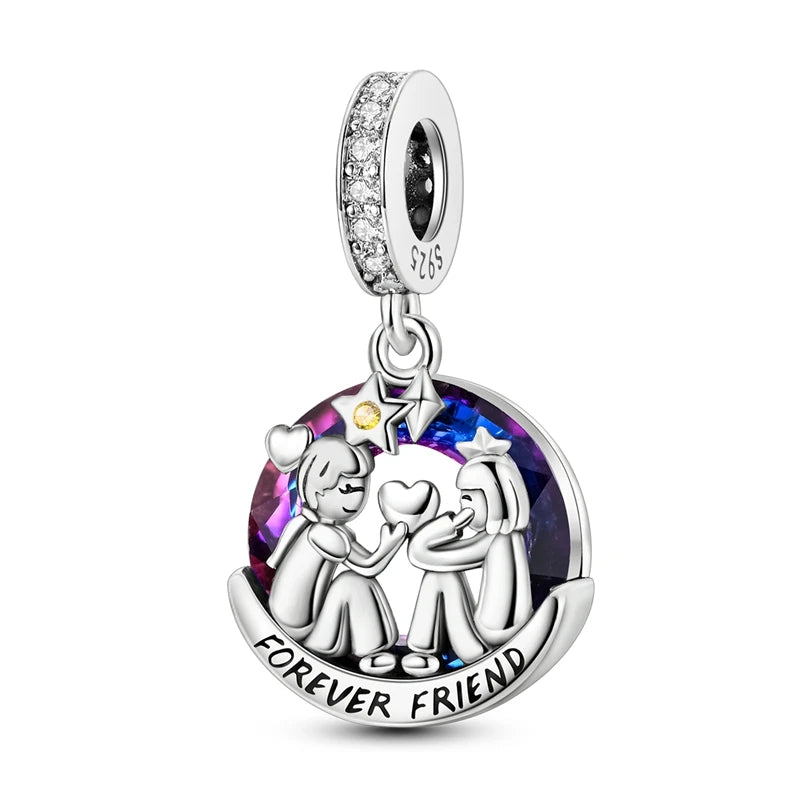 925 Silver Color Fantasy Flying Chameleon Dragon Butterfly Purple Charms Pendants Fit Pandora 925 Original Bracelets DIY Jewelry