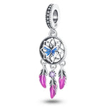 Fashion 925 Silver Color Feather Colorful Dreamcatcher Charms Bead Fit Pandora 925 Original Bracelets Exquisite DIY Jewelry Gift