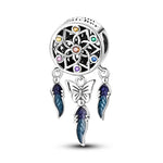 Fashion 925 Silver Color Feather Colorful Dreamcatcher Charms Bead Fit Pandora 925 Original Bracelets Exquisite DIY Jewelry Gift