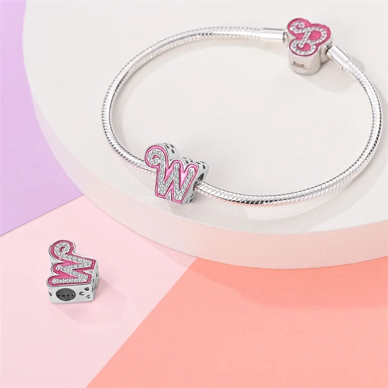 Pink Diamante Sweet 26 Letter Charm Personalized Beads