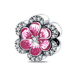 Spring 925 Silver Color Sakura Butterfly Flowers Charms Beads Fit Pandora 925 Original Bracelets Fine DIY Jewelry Birthday Gifts