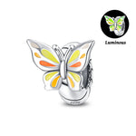 Spring 925 Silver Color Sakura Butterfly Flowers Charms Beads Fit Pandora 925 Original Bracelets Fine DIY Jewelry Birthday Gifts