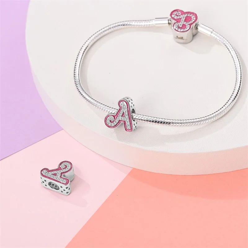 Pink Diamante Sweet 26 Letter Charm Personalized Beads