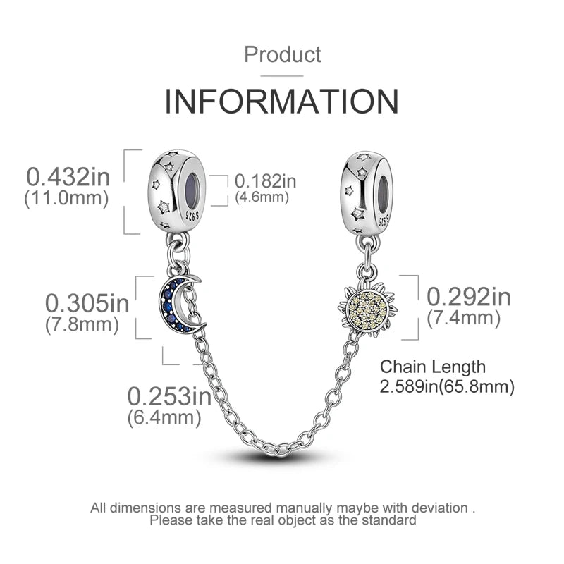 New 925 Silver Color Evil Eye Stars Moon Butterfly Cat Safety Chains Charms Beads Fit Pandora 925 Original Bracelets DIY Jewelry