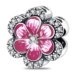 Spring 925 Silver Color Sakura Butterfly Flowers Charms Beads Fit Pandora 925 Original Bracelets Fine DIY Jewelry Birthday Gifts