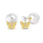 925 Silver Color Zircon Stars & Pearls Sea Shell Golden Earrings for Women