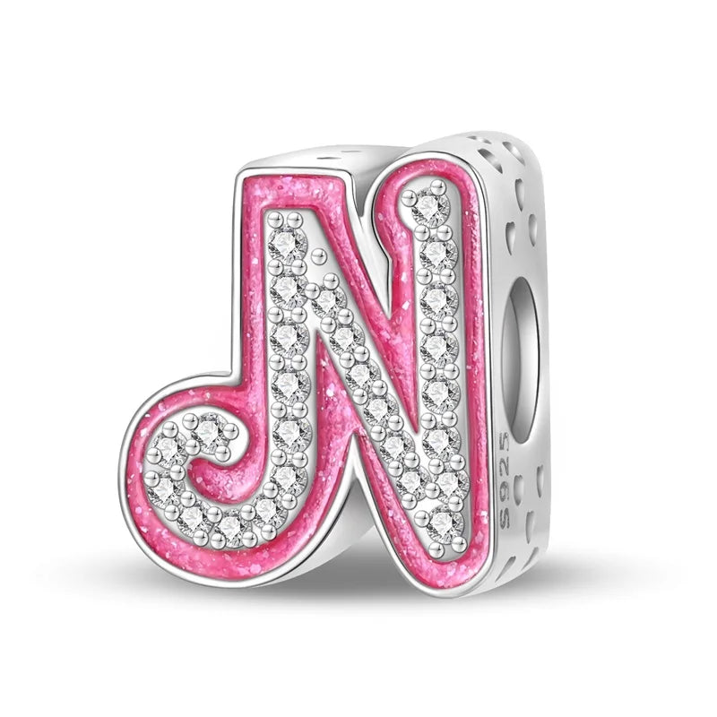 Pink Diamante Sweet 26 Letter Charm Personalized Beads