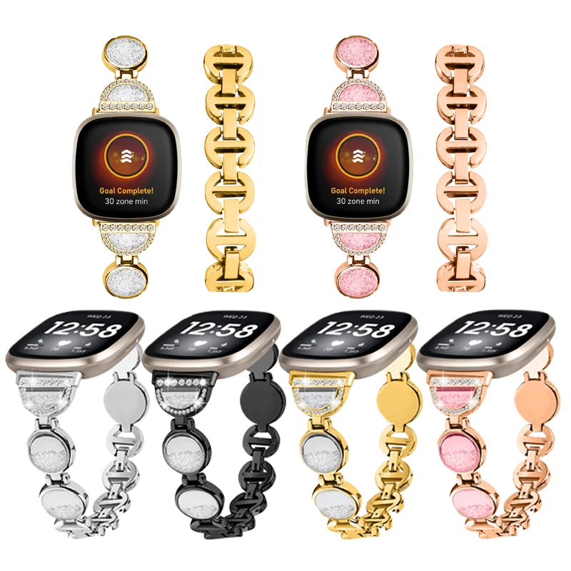 Fitbit Versa & Sense Quicksand Diamond Stainless Steel Watch Band