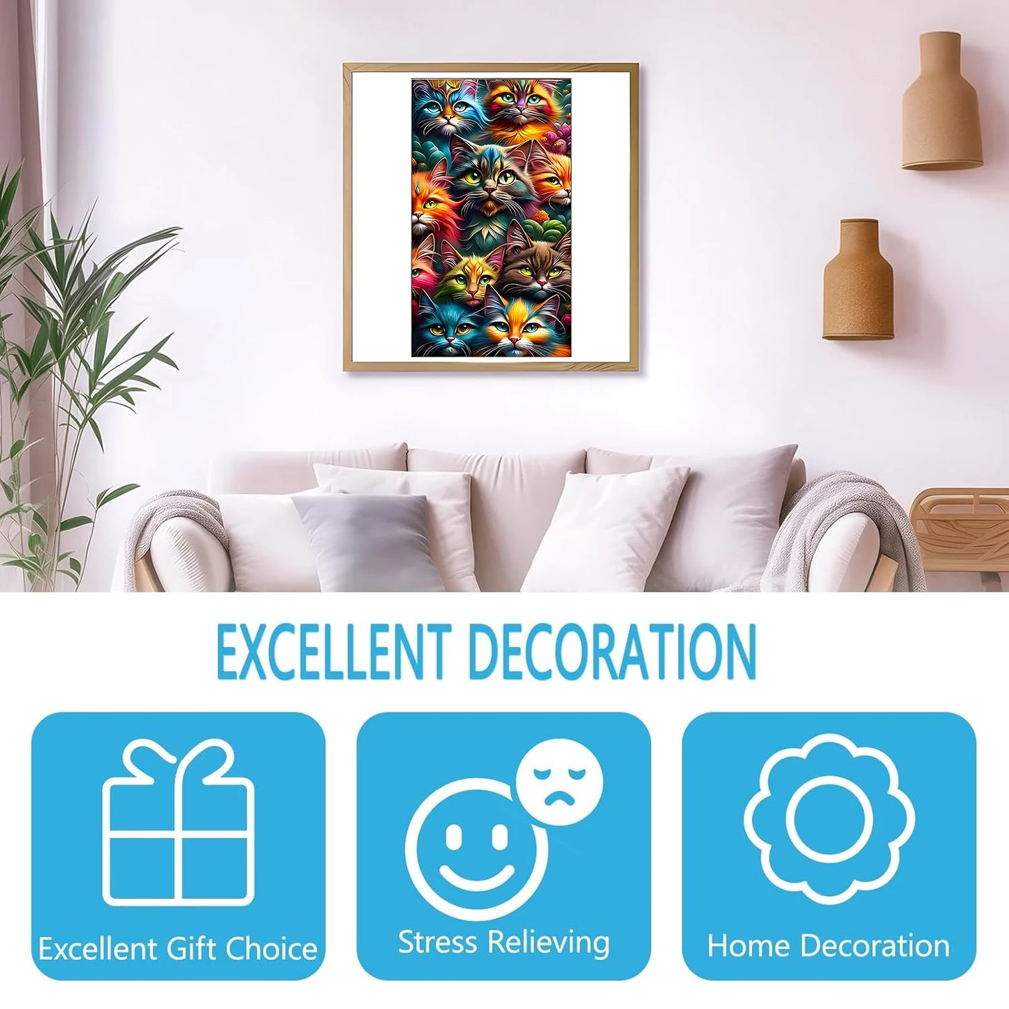 Cats Wooden Puzzle, Unique Shaped Pieces Wooden Jigsaw Puzzles for Adults, Ghristmas Gift Family Game Home Decor