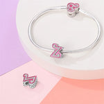 Pink Diamante Sweet 26 Letter Charm Personalized Beads