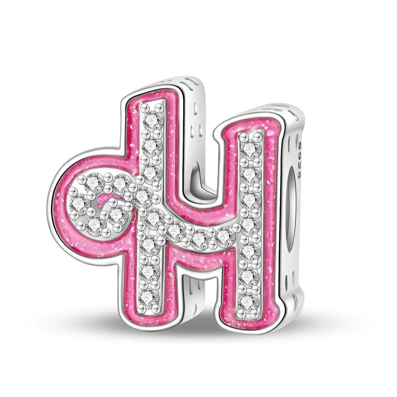 Pink Diamante Sweet 26 Letter Charm Personalized Beads