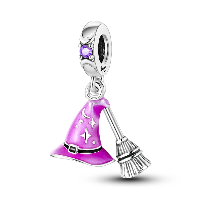 925 Silver Color Fantasy Flying Chameleon Dragon Butterfly Purple Charms Pendants Fit Pandora 925 Original Bracelets DIY Jewelry