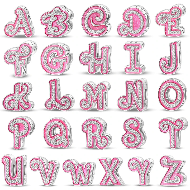 Pink Diamante Sweet 26 Letter Charm Personalized Beads