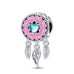 Fashion 925 Silver Color Feather Colorful Dreamcatcher Charms Bead Fit Pandora 925 Original Bracelets Exquisite DIY Jewelry Gift