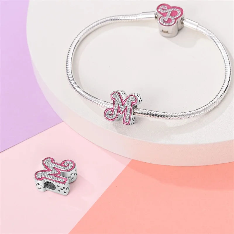 Pink Diamante Sweet 26 Letter Charm Personalized Beads