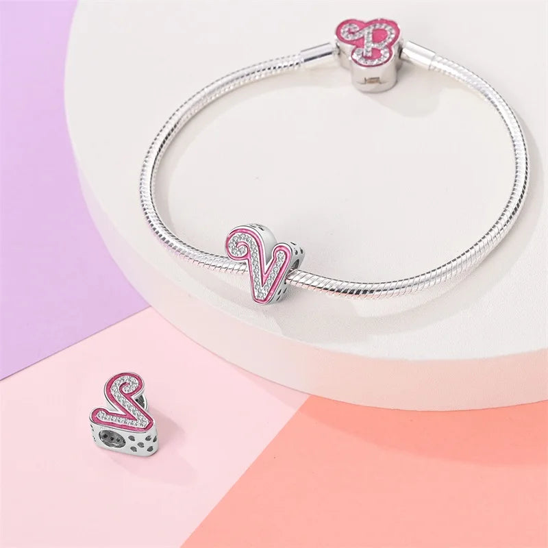 Pink Diamante Sweet 26 Letter Charm Personalized Beads