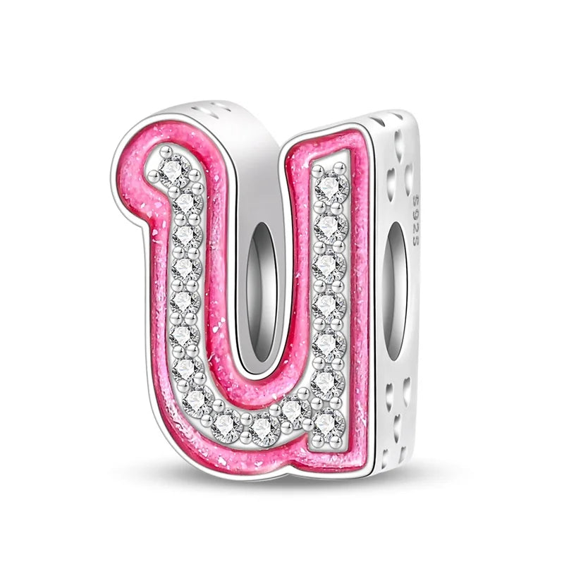 Pink Diamante Sweet 26 Letter Charm Personalized Beads