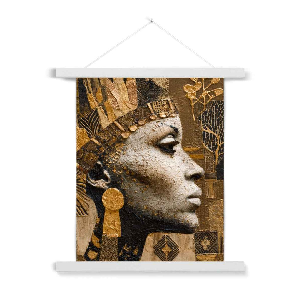 Afrocentric Golden Empress Fine Art Print Ready To Hang With Wooden Hanger