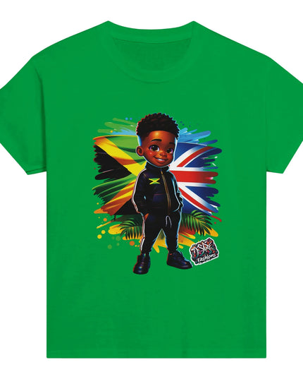 Jamaican Flag & Great Britain Flag Cultural Day Harmony: Classic Kids Crewneck T-shirt by D'Sare