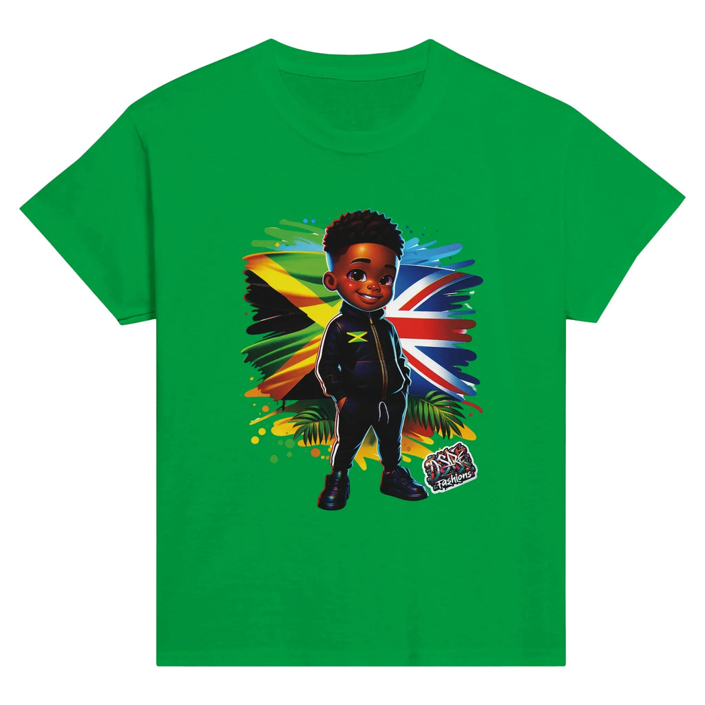 Jamaican Flag & Great Britain Flag Cultural Day Harmony: Classic Kids Crewneck T-shirt by D'Sare