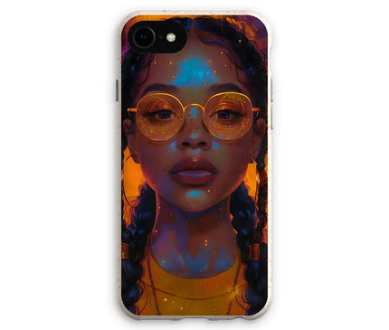 Solar Flare Radiant Soul  Beautiful Black Girl  Eco Phone Case - D'Sare