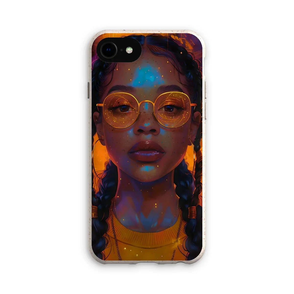 Solar Flare Radiant Soul  Beautiful Black Girl  Eco Phone Case - D'Sare
