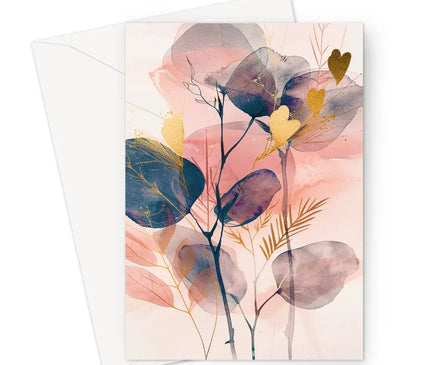 Peachy Blue Golden Flora Escape  Greeting Card - D'Sare