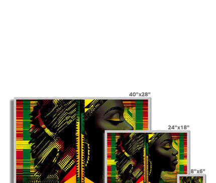 Abstract Red and Green Black Queen Fusion Antique Framed Print