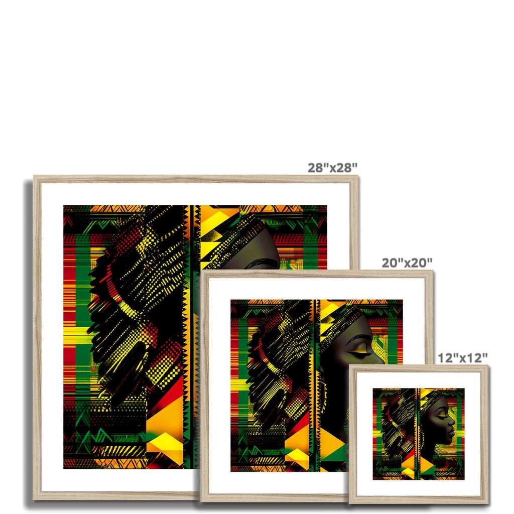 Abstract Red and Green Black Queen Fusion Framed & Mounted Print