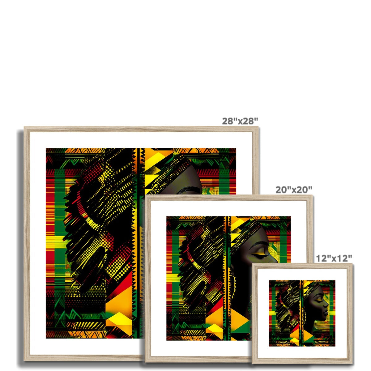 Abstract Red and Green Black Queen Fusion Framed & Mounted Print