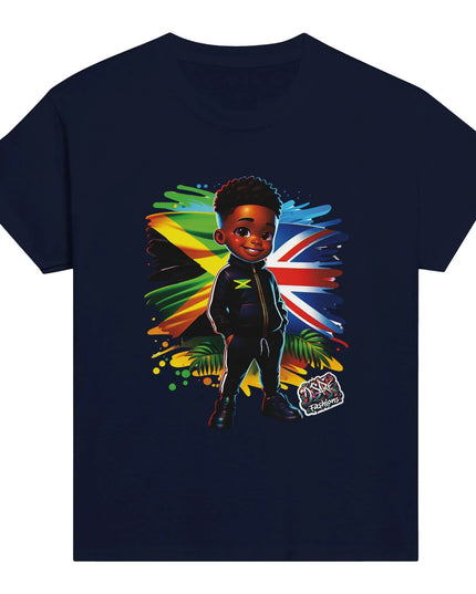 Jamaican Flag & Great Britain Flag Cultural Day Harmony: Classic Kids Crewneck T-shirt by D'Sare